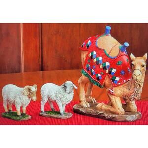 Real Life Nativity Kneeling Camel 2 Awassi Sheep
